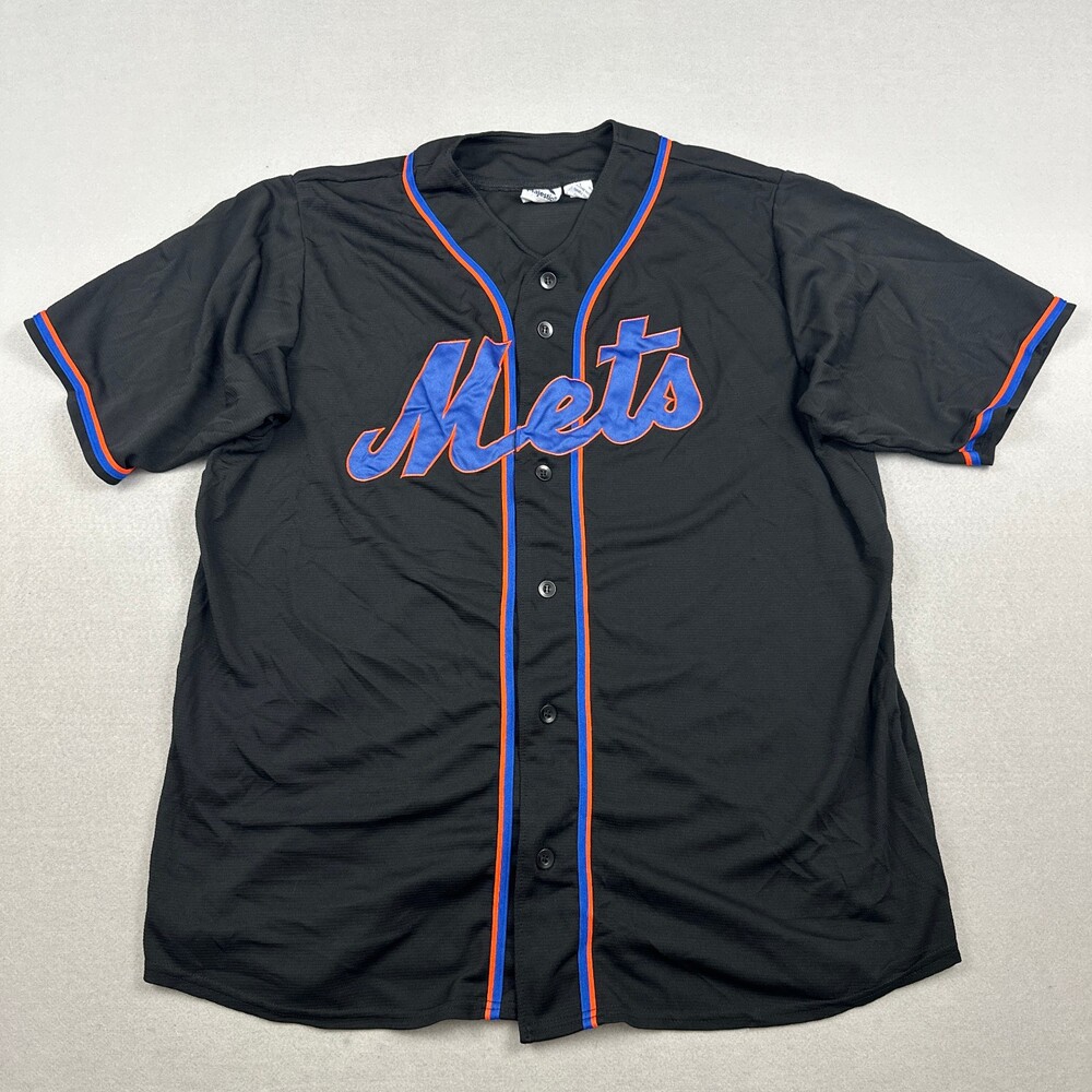 New York Mets Jersey Men Extra Large Tall Black Majestic Stitched MLB XLT *